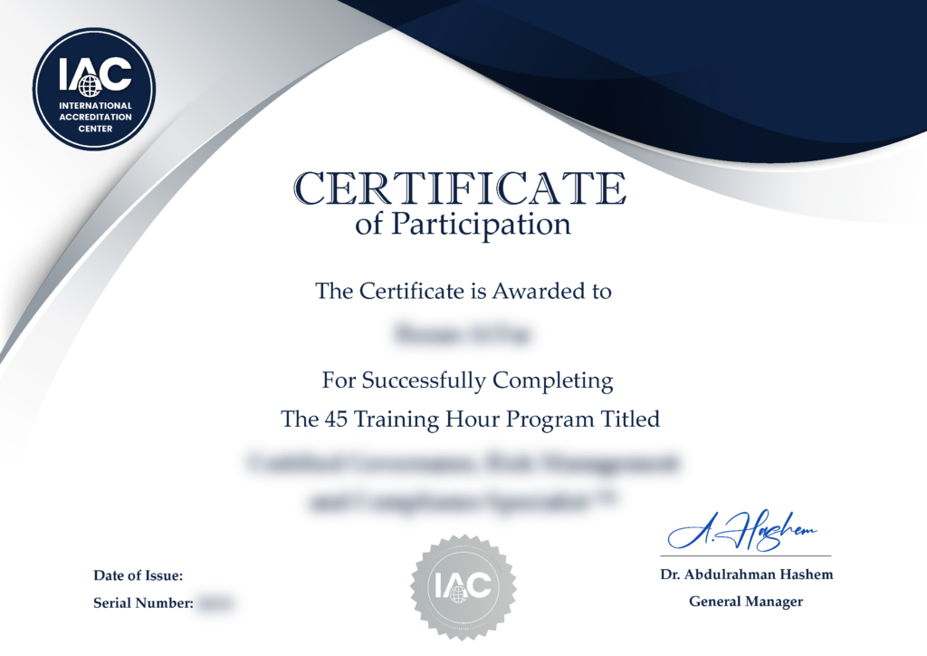 IAC Certificate of Participation